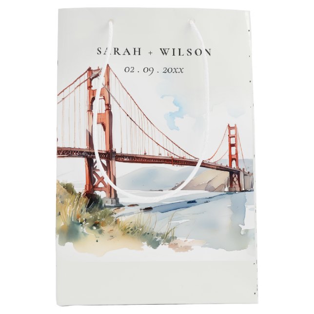 San Francisco Golden Gate Bridge Landscape Wedding Medium Gift Bag (Front)