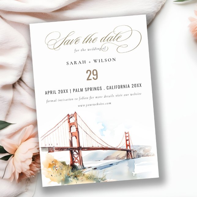 San Francisco Golden Gate Bridge Landscape Wedding Save The Date (Creator Uploaded)