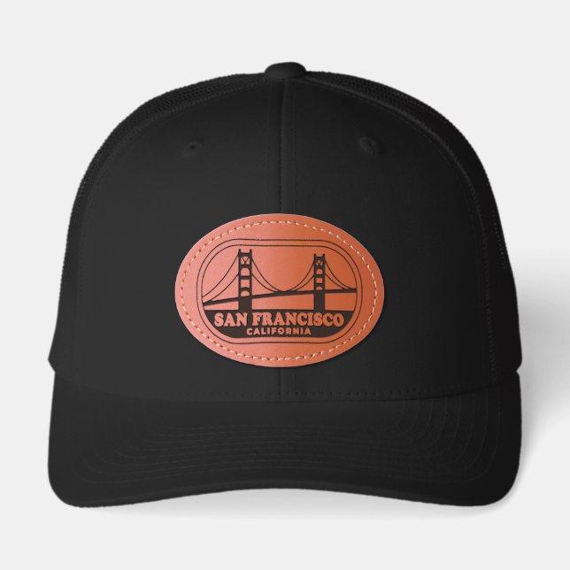San Francisco Golden Gate Bridge Leather Patch Hat (Front)