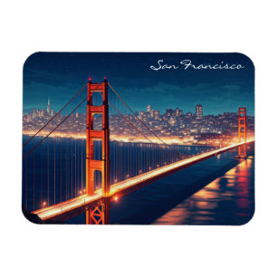 San Francisco Golden Gate Bridge Night postcard Magnet