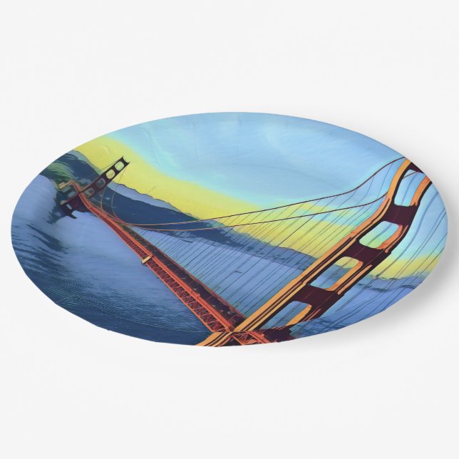 San Francisco - GOLDEN GATE - Bridge Paper Plates (Angled)