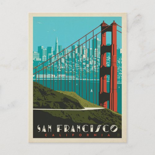 San Francisco  Golden Gate Bridge Skyline Postcard