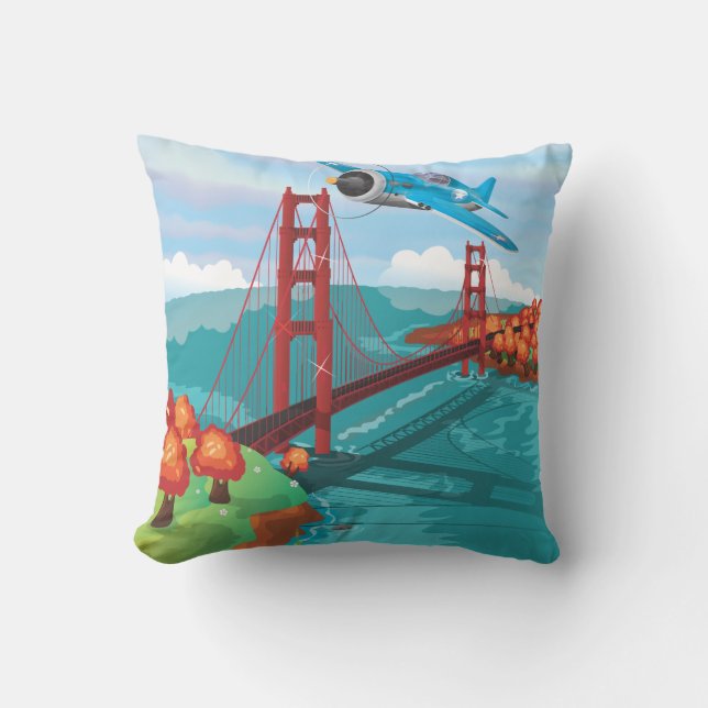 San Francisco Golden Gate Bridge Throw Pillow (Front)