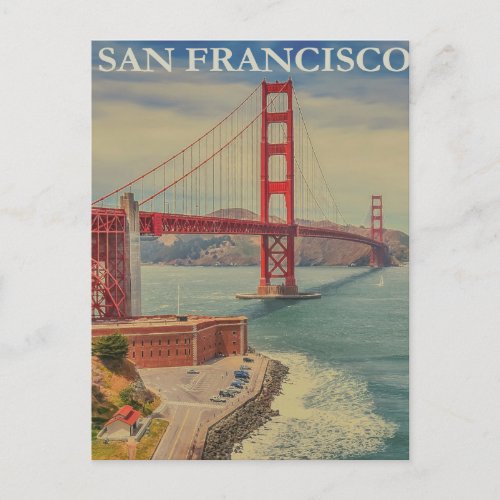 San Francisco Golden Gate Bridge travel postcard