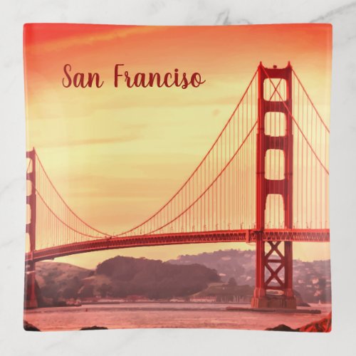 San Francisco Golden Gate Bridge Vector Trinket Tray
