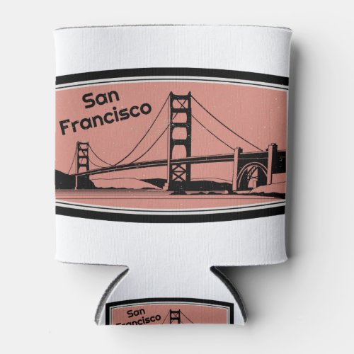 San Francisco Golden Gate Bridge Vintage Can Cooler