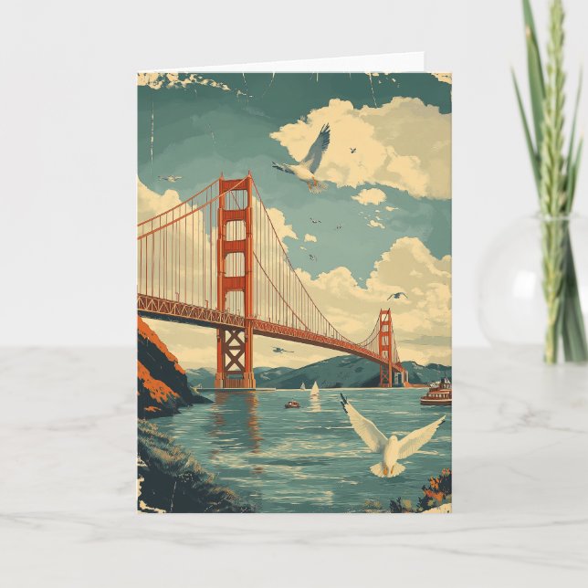San Francisco Golden Gate Bridge Vintage card (Front)