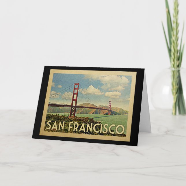 San Francisco Golden Gate Bridge Vintage Travel Card (Front)