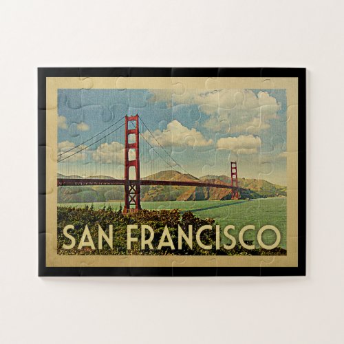 San Francisco Golden Gate Bridge Vintage Travel Jigsaw Puzzle