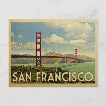 San Francisco Golden Gate Bridge Vintage Travel Postcard by Flospaperie at Zazzle