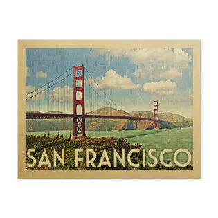 San Francisco Golden Gate Bridge Vintage Travel Postcard San Francisco Golden Gate Bridge Vintage Travel Postcard