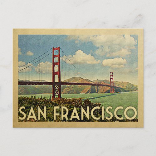 San Francisco Golden Gate Bridge Vintage Travel Postcard