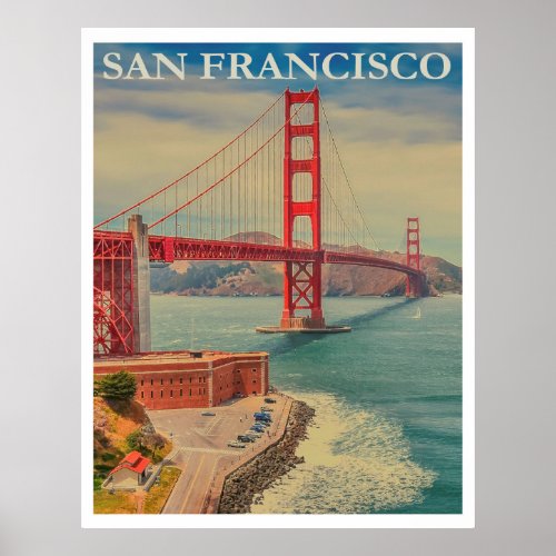 San Francisco Golden Gate Bridge Vintage Travel Poster