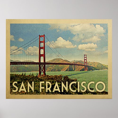 San Francisco Golden Gate Bridge Vintage Travel Poster