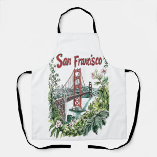 San Francisco Golden Gate Bridge Watercolor Design Apron