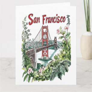 San Francisco Golden Gate Bridge Watercolor Design Card