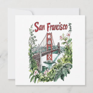 San Francisco Golden Gate Bridge Watercolor Design Holiday Card