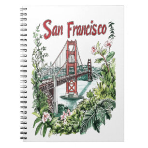 San Francisco Golden Gate Bridge Watercolor Design Notebook