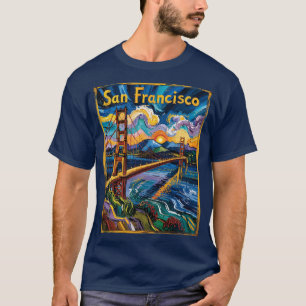 San Francisco Golden Gate Van Gogh Style Art T-Shirt