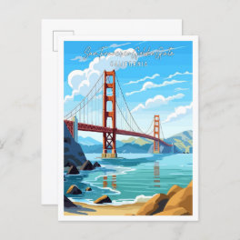 San Francisco Golden Gate vintage travel Postcard