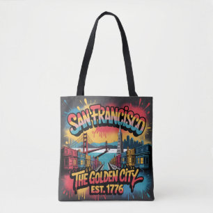 San Francisco Graffiti Skyline Street Art Design Tote Bag