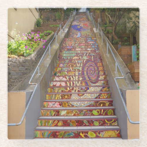 San Francisco Hidden Garden Steps 1 Glass Coaster