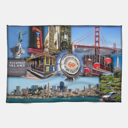 San Francisco Iconic Attractions Kitchen Towel