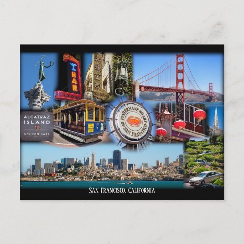 San Francisco Iconic Tourist Attractions Postcard