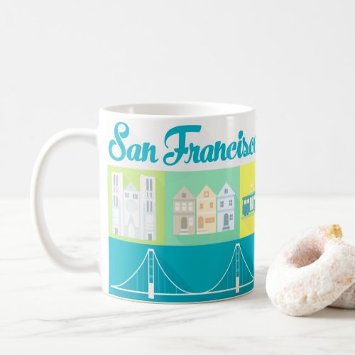San Francisco Icons Iconic Souvenir Modern Bright Coffee Mug
