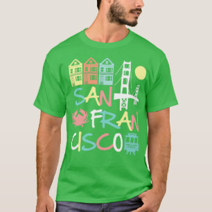 San Francisco Icons Vintage Retro Colorful T-Shirt