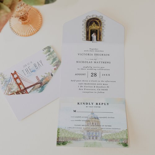 San Francisco Illustrated Wedding All In One Invitation