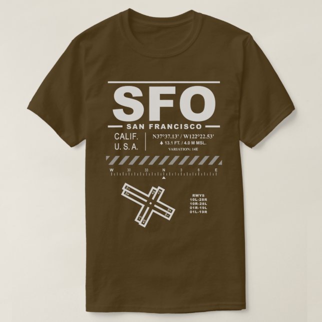 San Francisco International Airport California Bay T-Shirt (Design Front)