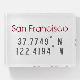 San Francisco Latitude Longitude Paperweight
