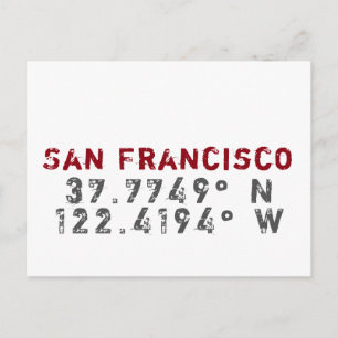 San Francisco Latitude Longitude Postcard