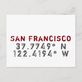 San Francisco Latitude Longitude Postcard