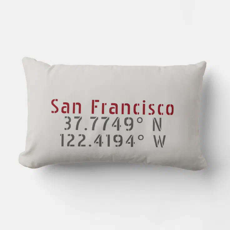 San Francisco Latitude Longitude Throw Pillow | Zazzle