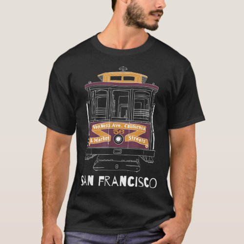 San Francisco Line Art Cable Car T_Shirt
