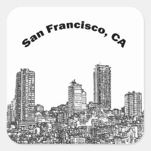 San Francisco Line Art Square Sticker