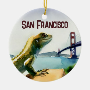 San Francisco Lizard Golden Gate Bridge Souvenir Ceramic Ornament
