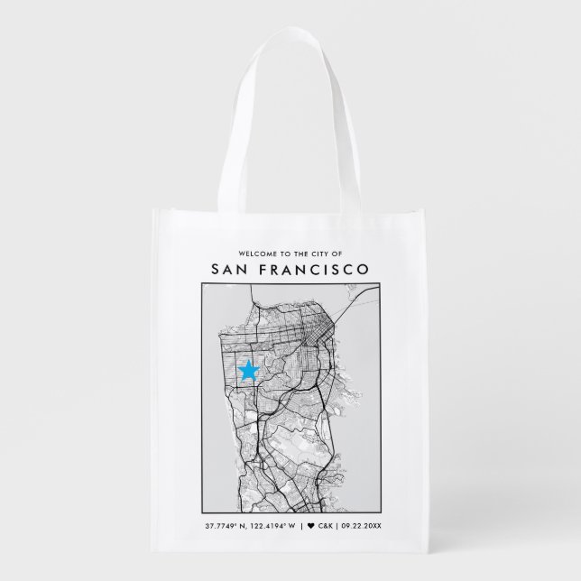 San Francisco Love Locator | City Map Welcome Grocery Bag (Front)