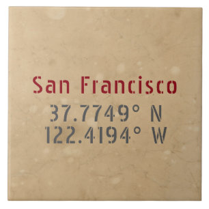 San Francisco Map Coordinates Urban Ceramic Tile