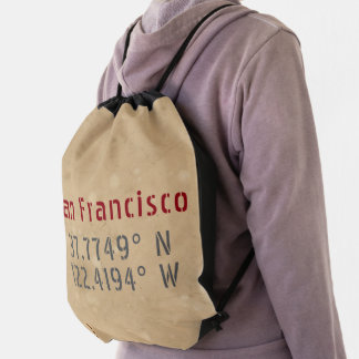 San Francisco Map Coordinates Urban Drawstring Bag