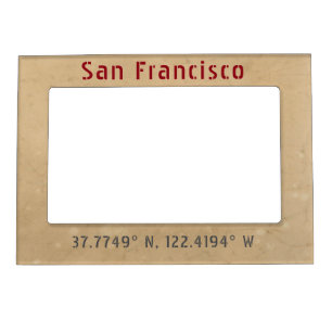 San Francisco Map Coordinates Urban Magnetic Frame