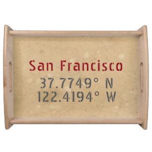 San Francisco Map Coordinates Urban Serving Tray