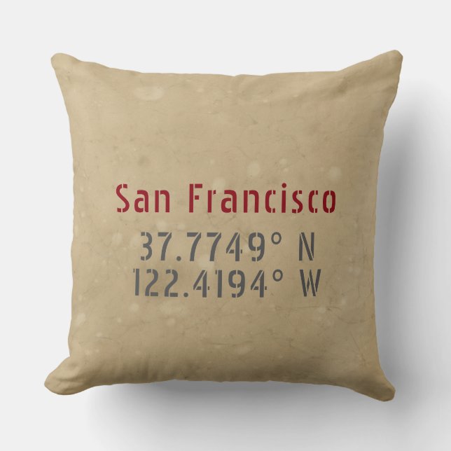 San Francisco Map Coordinates Urban Throw Pillow (Front)
