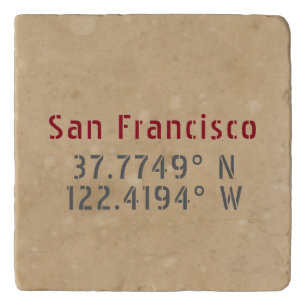 San Francisco Map Coordinates Urban Throw Pillow Trivet