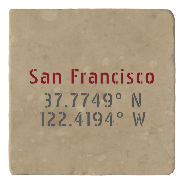 San Francisco Map Coordinates Urban Throw Pillow Trivet (Front)