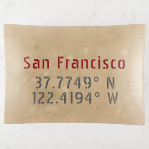 San Francisco Map Coordinates Urban Trinket Tray