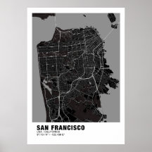 San Francisco Map Poster - California Black Map