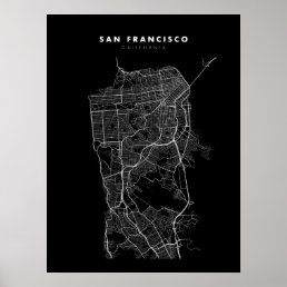 San Francisco Map Print Poster Paper Black &amp; White